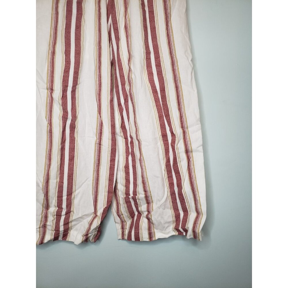Japna Women S Jumpsuit Red Stripe Linen Cotton Blend Cutout Side Coastal Cropped - Picture 3 of 6